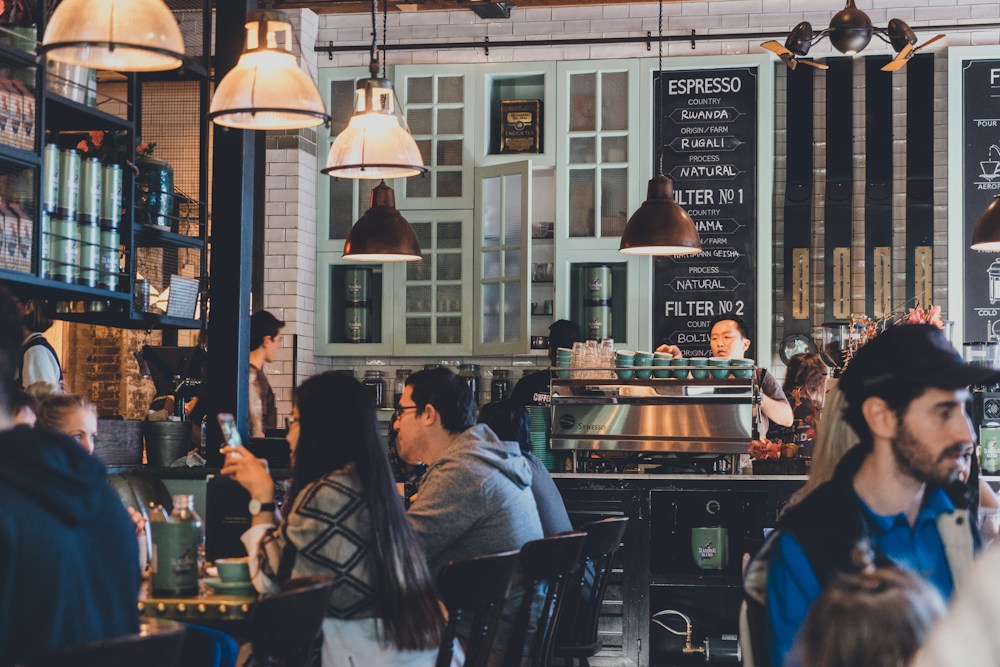 Customers seated inside a cafe